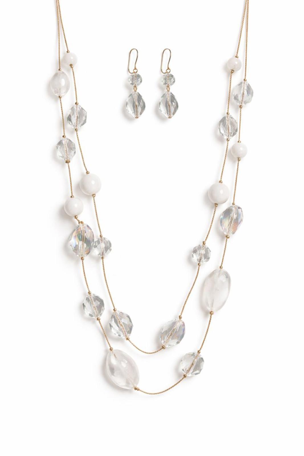 NWT nOir Jewelry Clear Beaded Necklace and Earring Set