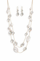 NWT nOir Jewelry Clear Beaded Necklace and Earring Set