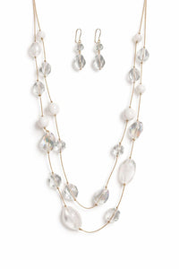 NWT nOir Jewelry Clear Beaded Necklace and Earring Set