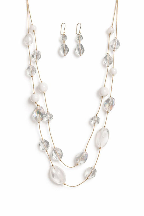 NWT nOir Jewelry Clear Beaded Necklace and Earring Set