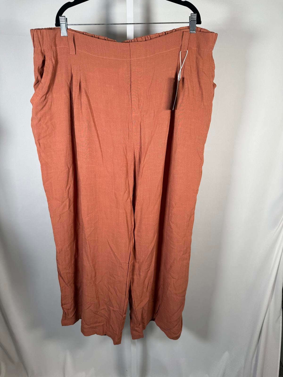 NWT Halara High Waisted Wide Leg Flowy Palazzo Casual Linen-Feel Pants Sierra 3X