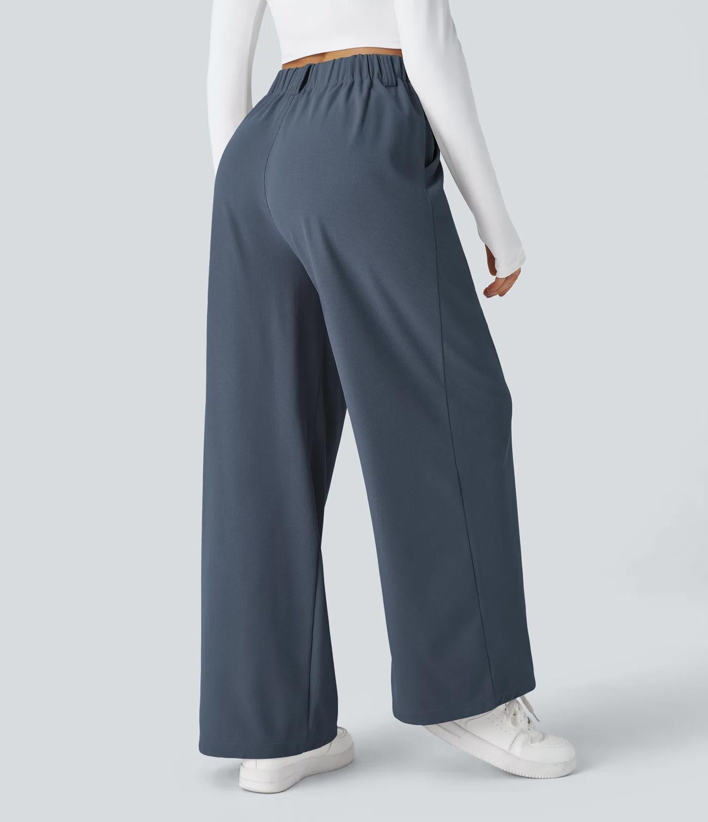 NWT Halara Flex™ High Waisted Pocket Wide Leg Waffle Work Pants Size Small