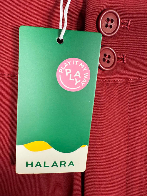 NWT Halara High Waisted Pocket Shirred Straight Leg Work Pant Madder Brown Large