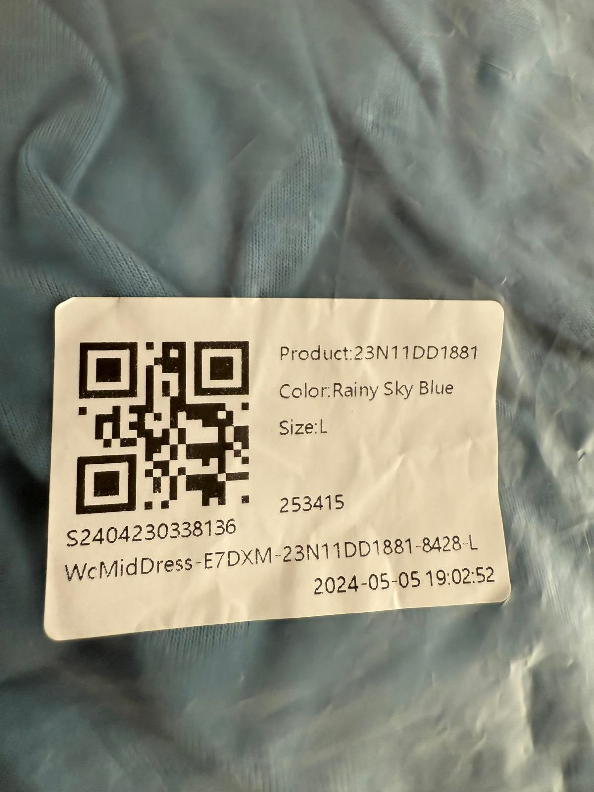 NWT Halara Ribbed Cowl Neck Lace Up Midi Dress Rainy Sky Blue L