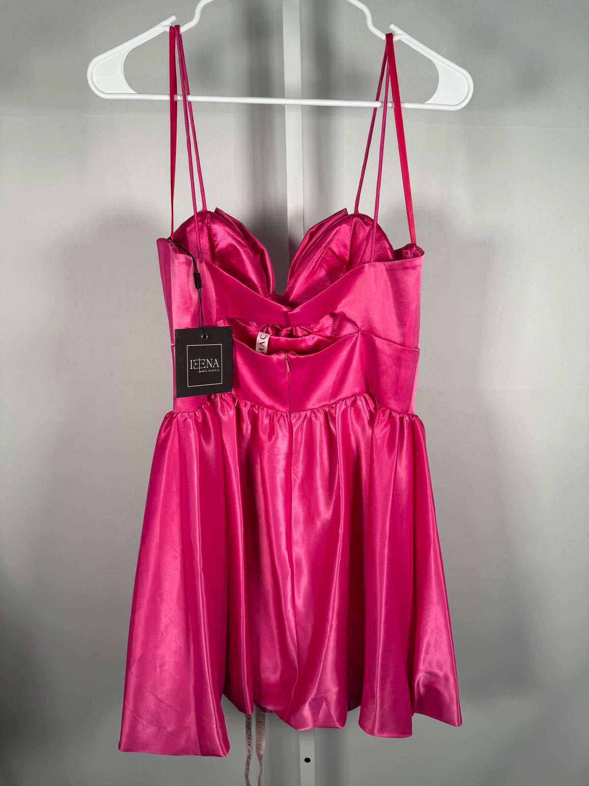 NWT Mac Duggal Fuchsia Bow Bubble Hem Mini Dress Size 8