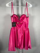 NWT Mac Duggal Fuchsia Bow Bubble Hem Mini Dress Size 8