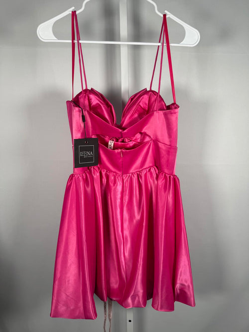 NWT Mac Duggal Fuchsia Bow Bubble Hem Mini Dress Size 8