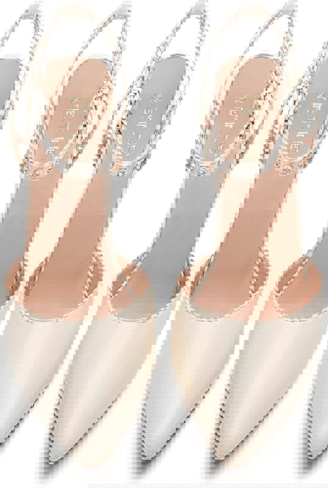 YETIER Women's Pointed Toe Rivet Heels Adjustable Ankle Strap Size 9. NWT. Beige