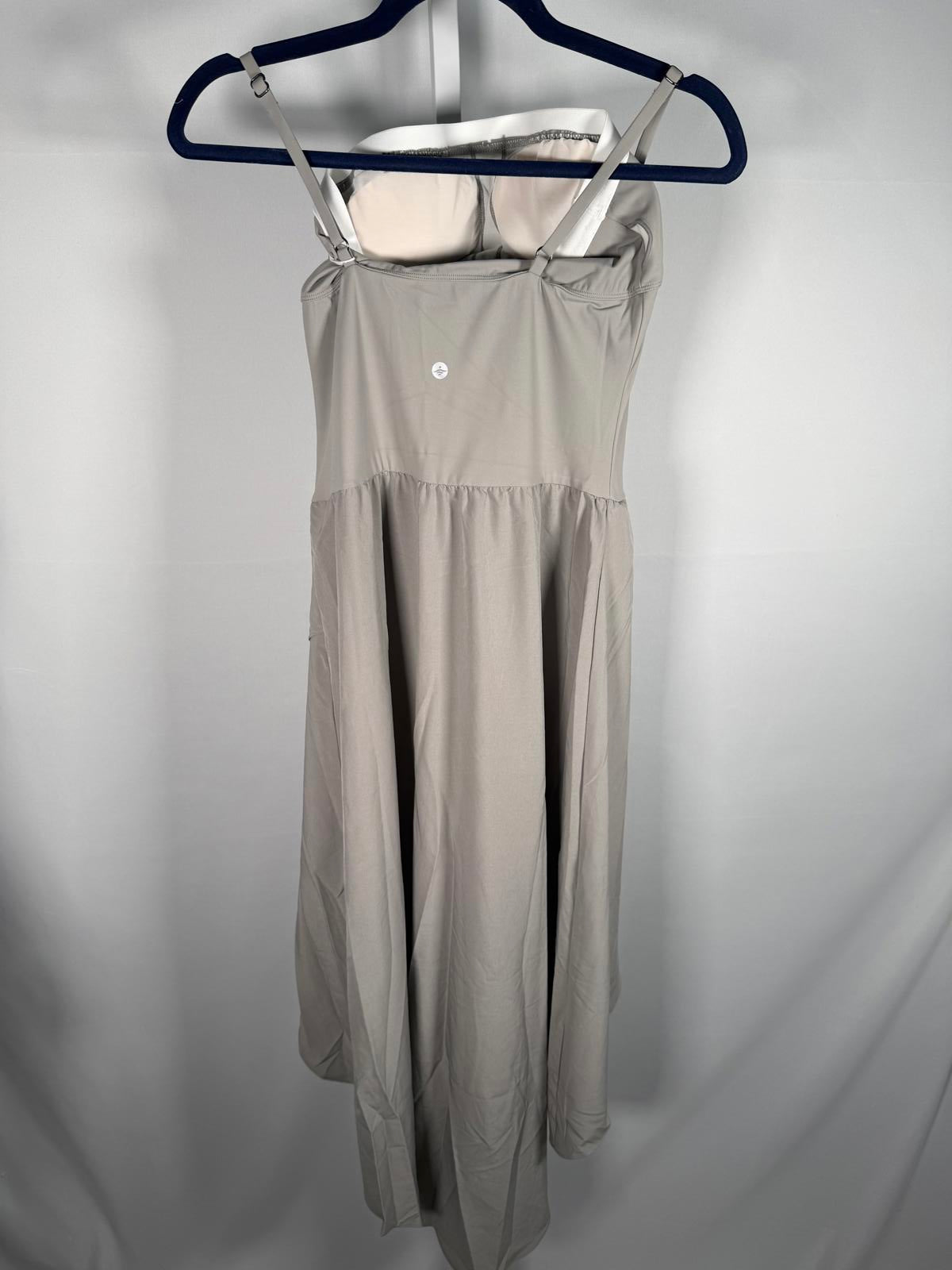 NWT Halara Breezeful High Low 2-Piece Pocket Flowy Casual Dress Ghost Gray S