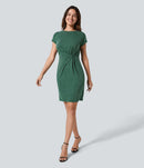 NWT Halara Round Neck Short Sleeve Mini Casual Dress Size M