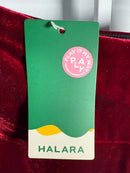 NWT Halara High Waisted High Low Crossover 2-in-1 Velvet Maxi Skirt Sangria M