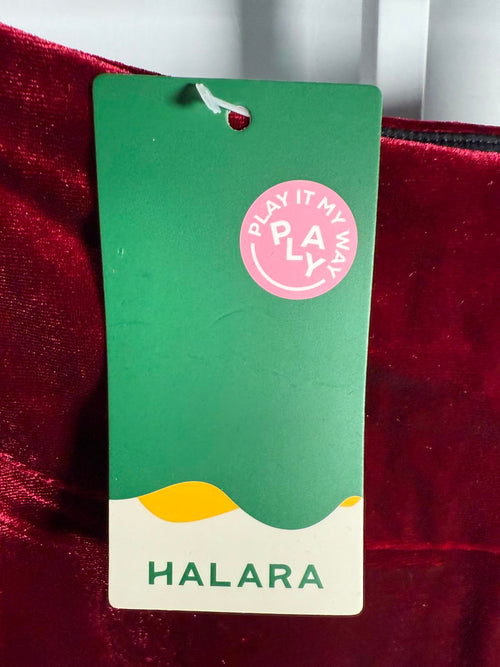 NWT Halara High Waisted High Low Crossover 2-in-1 Velvet Maxi Skirt Sangria M