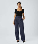 NWT Halara High Waisted Zipper Pocket Shirred Straight Leg Work Pants - Small