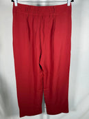 NWT Halara High Waisted Zip up, Pocket Shirred Straight Leg Work Pants Red- L