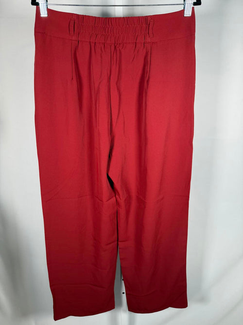 NWT Halara High Waisted Zip up, Pocket Shirred Straight Leg Work Pants Red- L