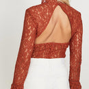 NWT Endless Rose Cut Back Detail Lace Bodysuit Rust Size Large