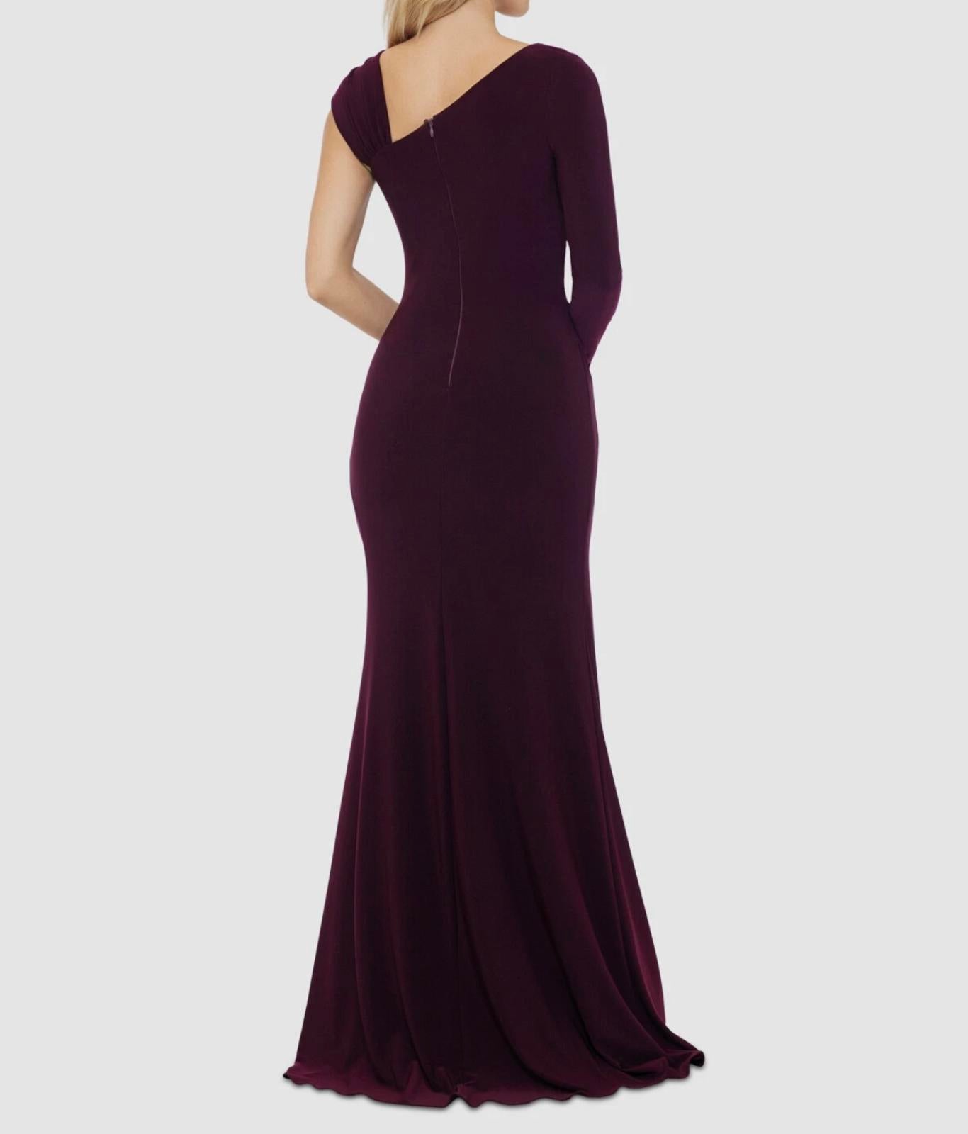 Betsy & Adam Women's Red Asymmetric Ruched Gown Dress Size 8