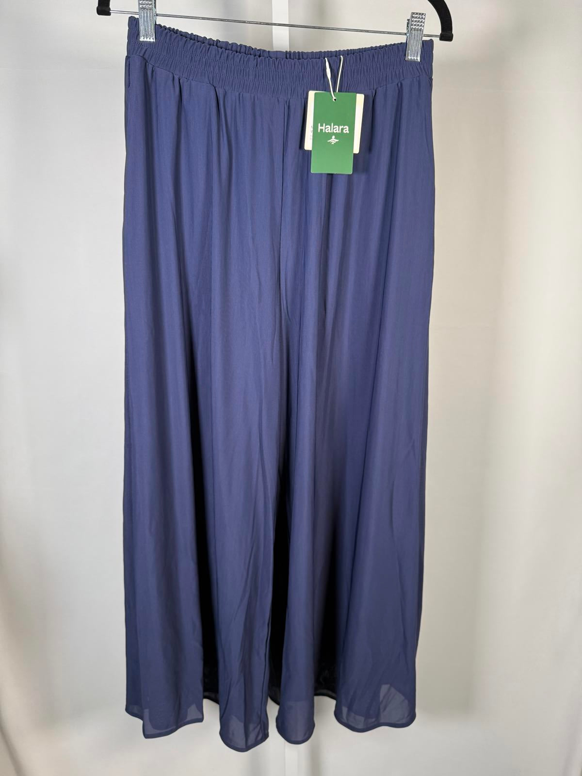 NWT Halara High Waisted Mesh Overlay Wide Leg Casual Pants Naval Academy S