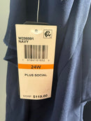 B. Darlin Women's V-Neck Sleeveless Ruffle-Trim Gown Navy Plus Size 24W NWT