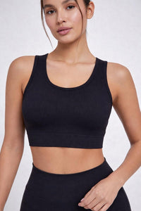 NWT Halara Black Ribbed Lace-Up Back Sports Bra Size Small