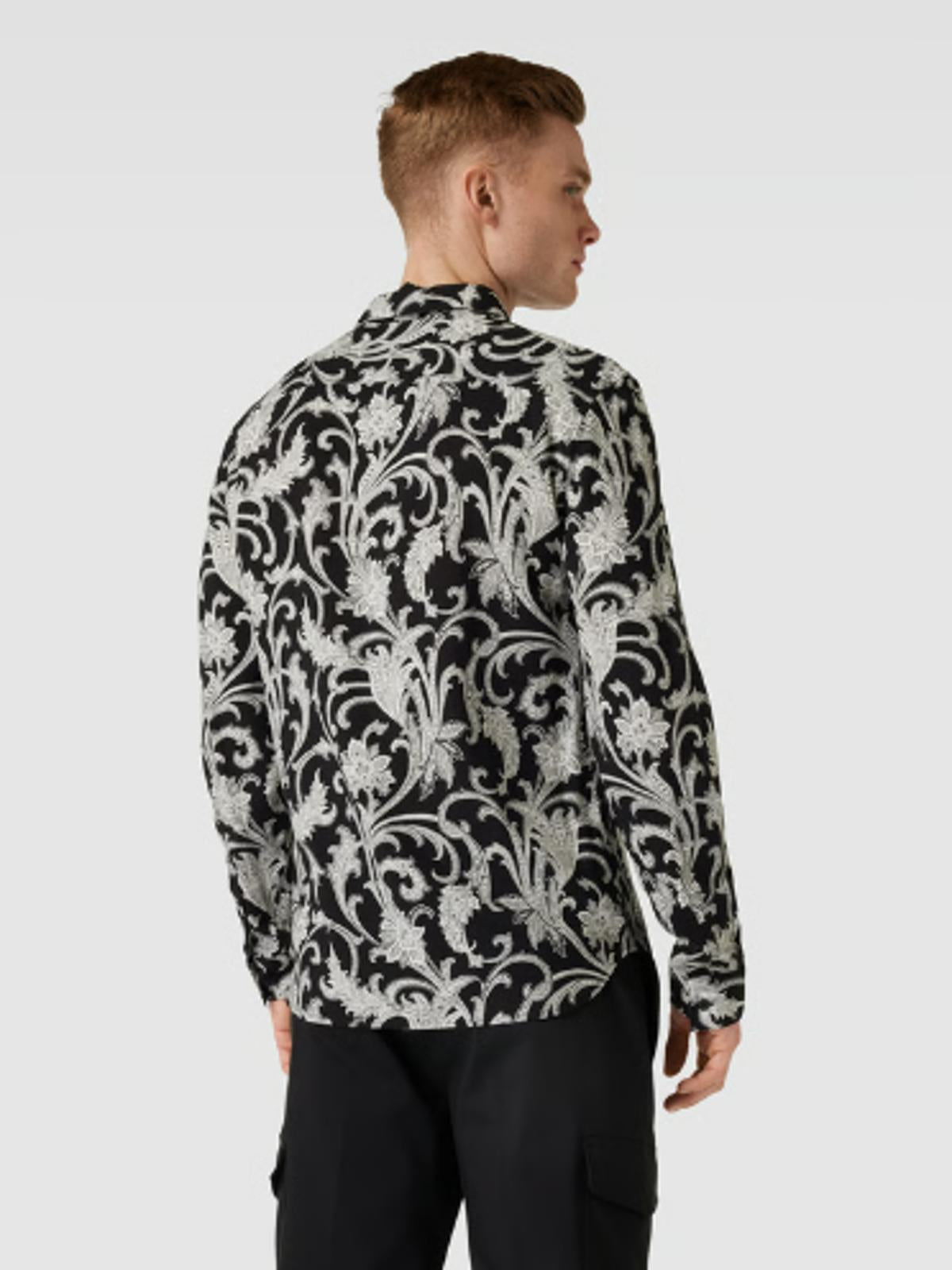 The Kooples Slim Fit Viscose Button Down Shirt Black Men’s Medium NWT