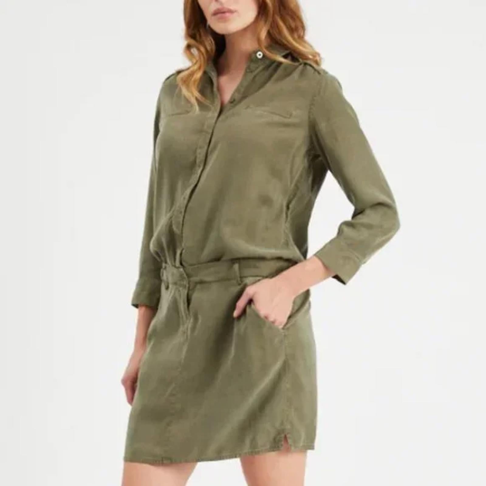 Etienne Marcel Women's Long Sleeve Olive Green Dress, Size XS