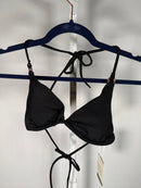 NWT Halara Ribbed Triangle Bikini Top Swimsuit Black Ring Detail Size XL