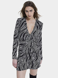 NWT The Kooples Black White Abstract Dot Print Mini Dress FR 1 US Small