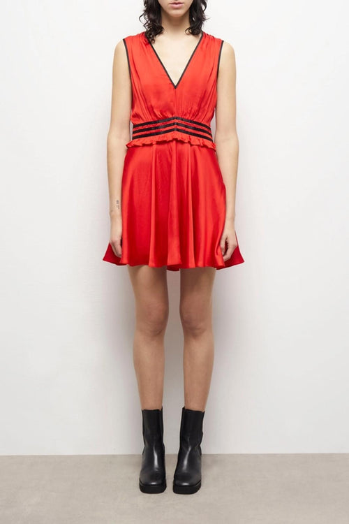 The Kooples Short Sleeveless Red Dress 100% Viscose US Small / FR 1 NWT $200
