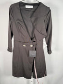 NWT Mac Duggal Three Quarter Sleeve Ruffle Neck Dress Black Size 2