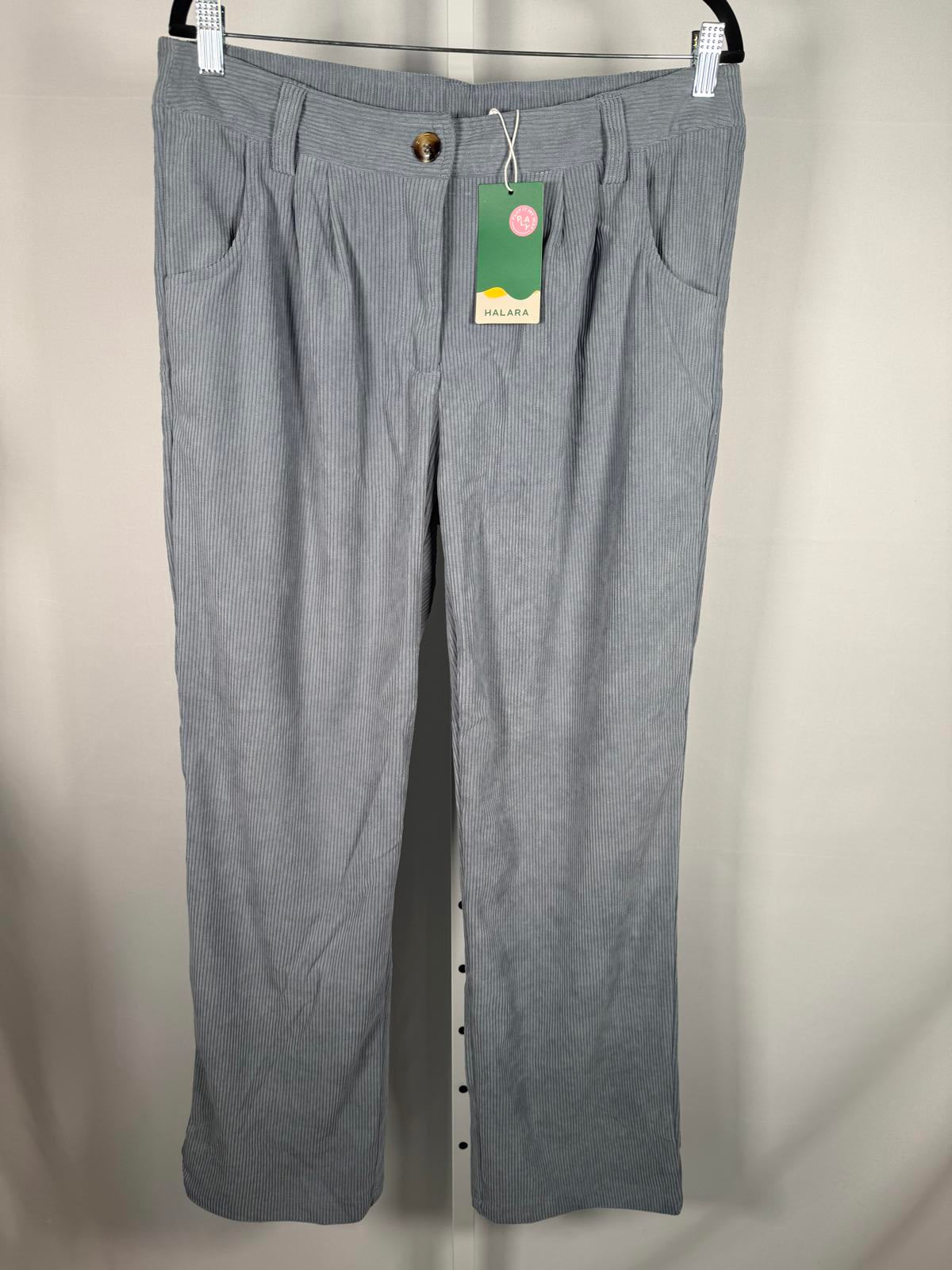 NWT Halara Mid Rise Zipper Pocket Corduroy Casual Pants Cloud Gray Blue Size L