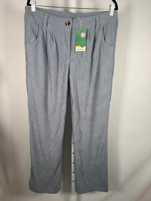 NWT Halara Mid Rise Zipper Pocket Corduroy Casual Pants Cloud Gray Blue Size L