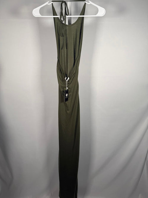 Atelier Olive Green Maxi Dress with Tie Detail Size M