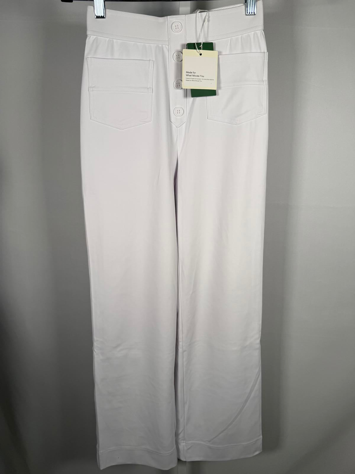 NWT Halara High Waist Button Multiple Pockets Strght Leg Casual Pants White- XS