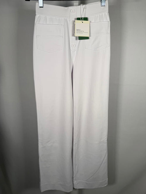 NWT Halara High Waist Button Multiple Pockets Strght Leg Casual Pants White- XS