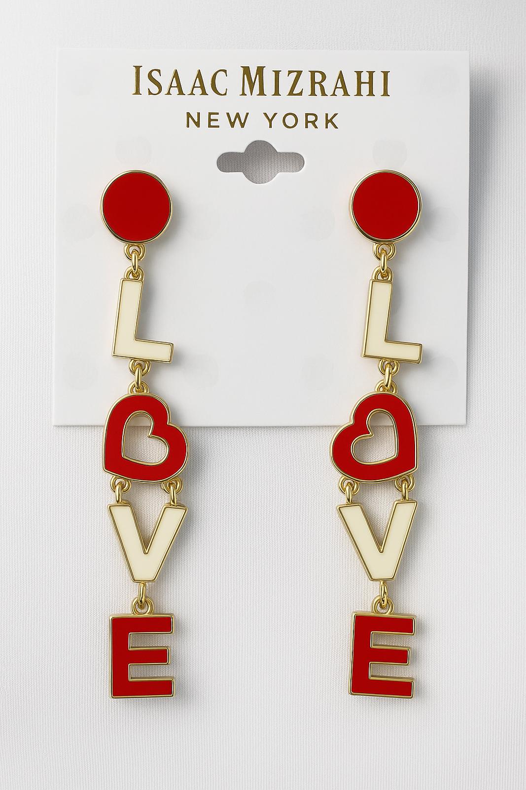NWT Isaac Mizrahi New York LOVE Drop Earrings