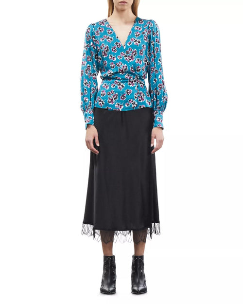 The Kooples Rock Roses Floral Wrap Blouse 100% Viscose US XS FR 0 NWT $245