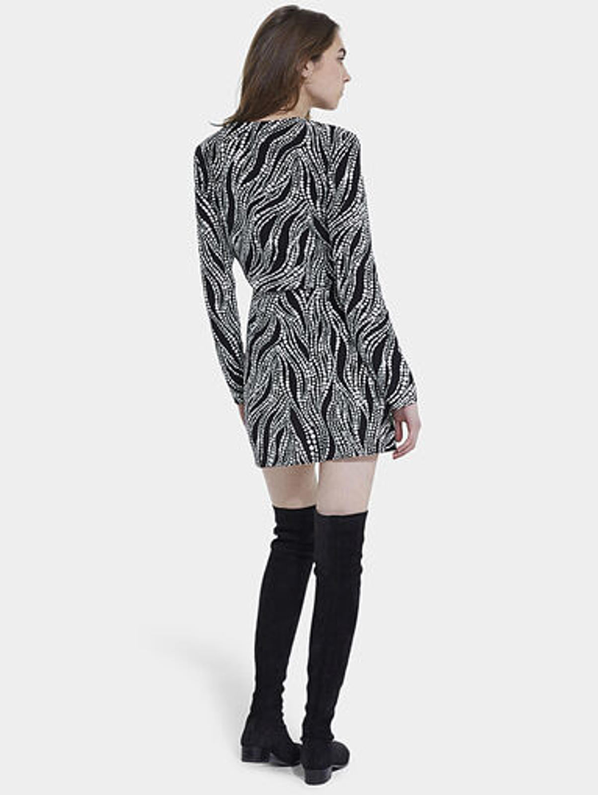 NWT The Kooples Black White Abstract Dot Print Mini Dress FR 1 US Small