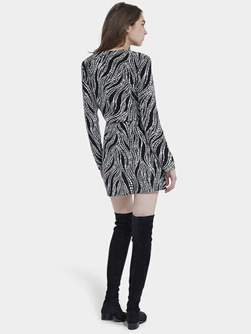 NWT The Kooples Black White Abstract Dot Print Mini Dress FR 1 US Small