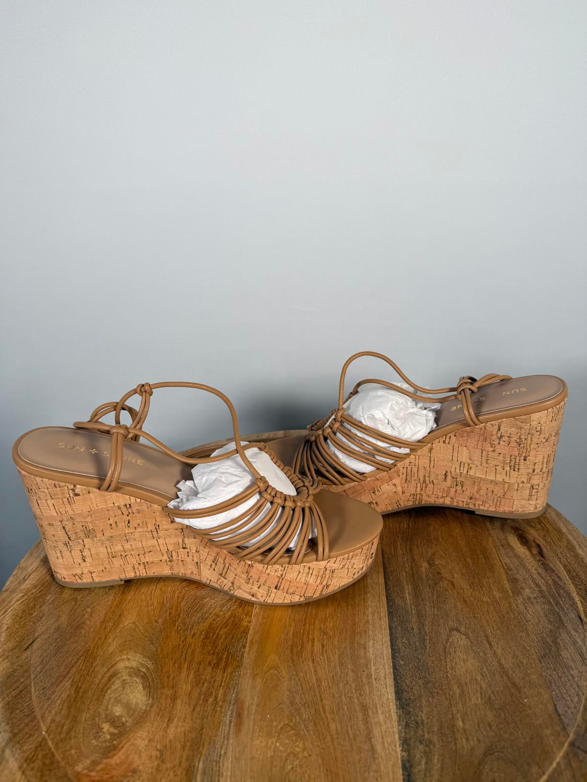 Sun Stone Women's Wedge Sandals with Cork Platform Size 8 NWB