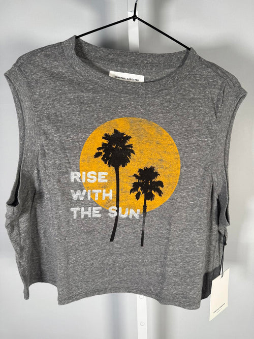 NWT Spiritual Gangster Shady Palm Crawford Crop Cotton Graphic Tank, Size XL