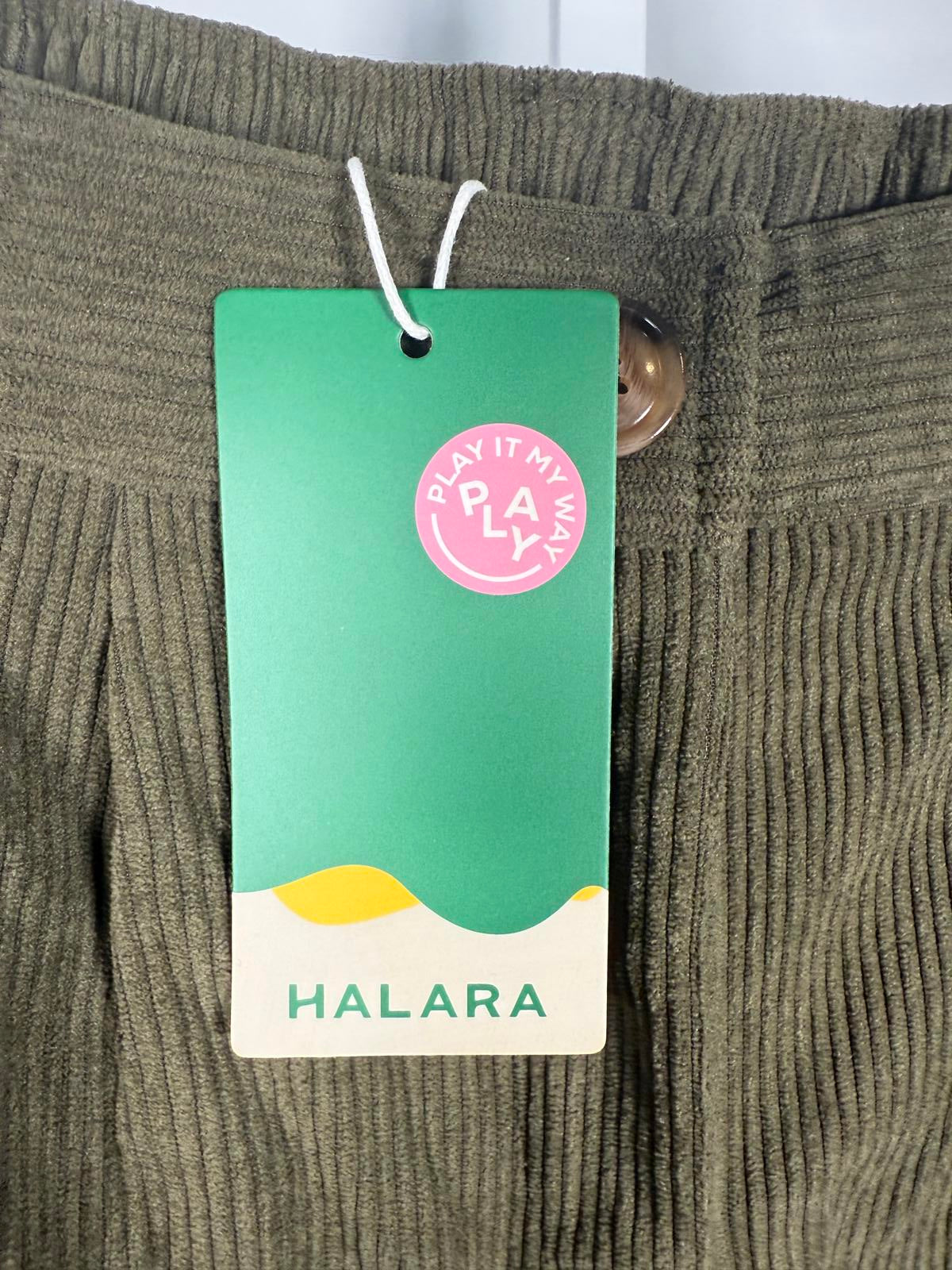 NWT Halara Mid Rise Zipper Pocket Corduroy Casual Pants Bamboo Green Size Small