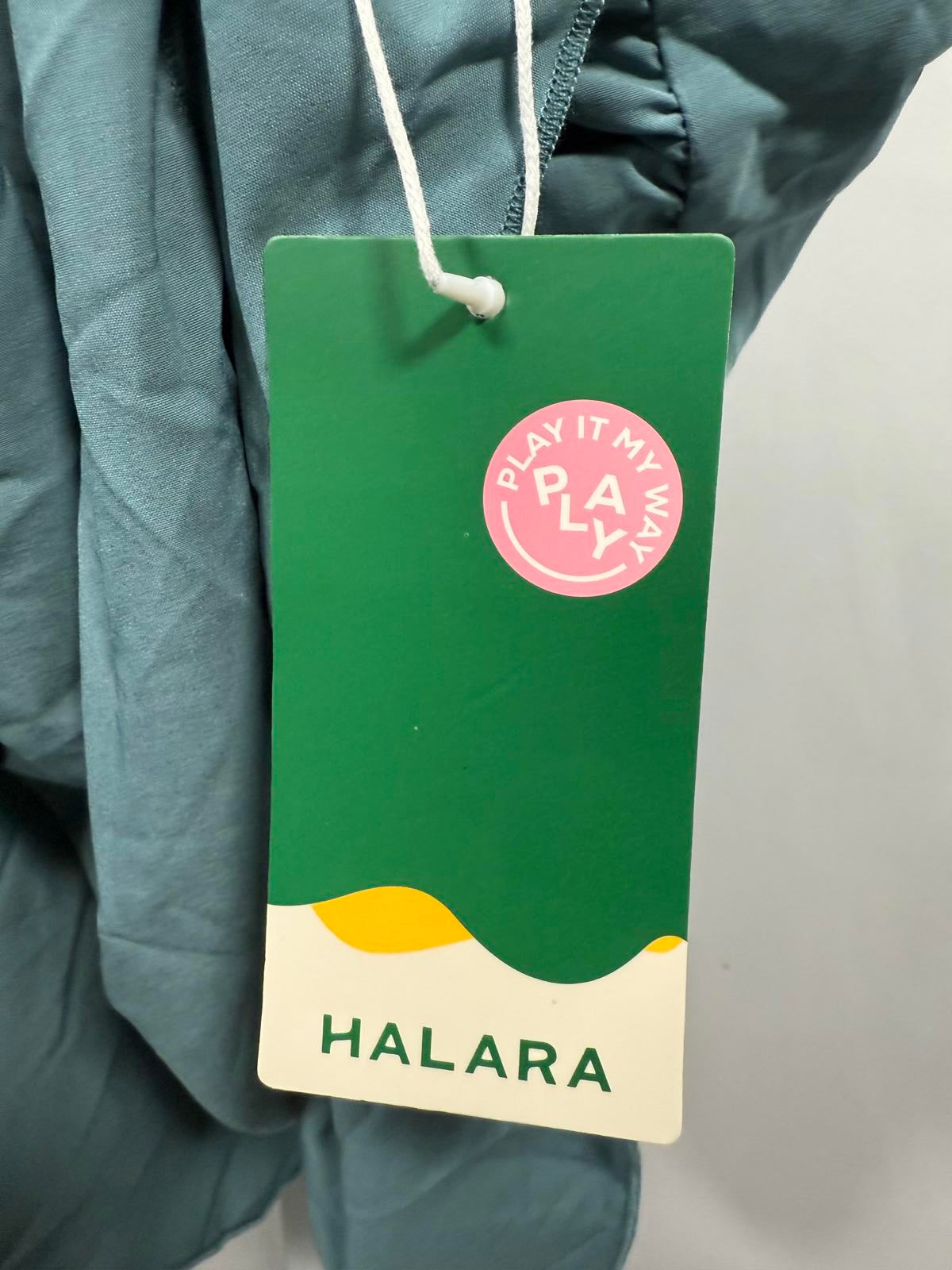 NWT Halara Midi dress drawstring ruffles Stone Blue XL