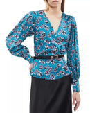 The Kooples Rock Roses Floral Wrap Blouse 100% Viscose US XS FR 0 NWT $245