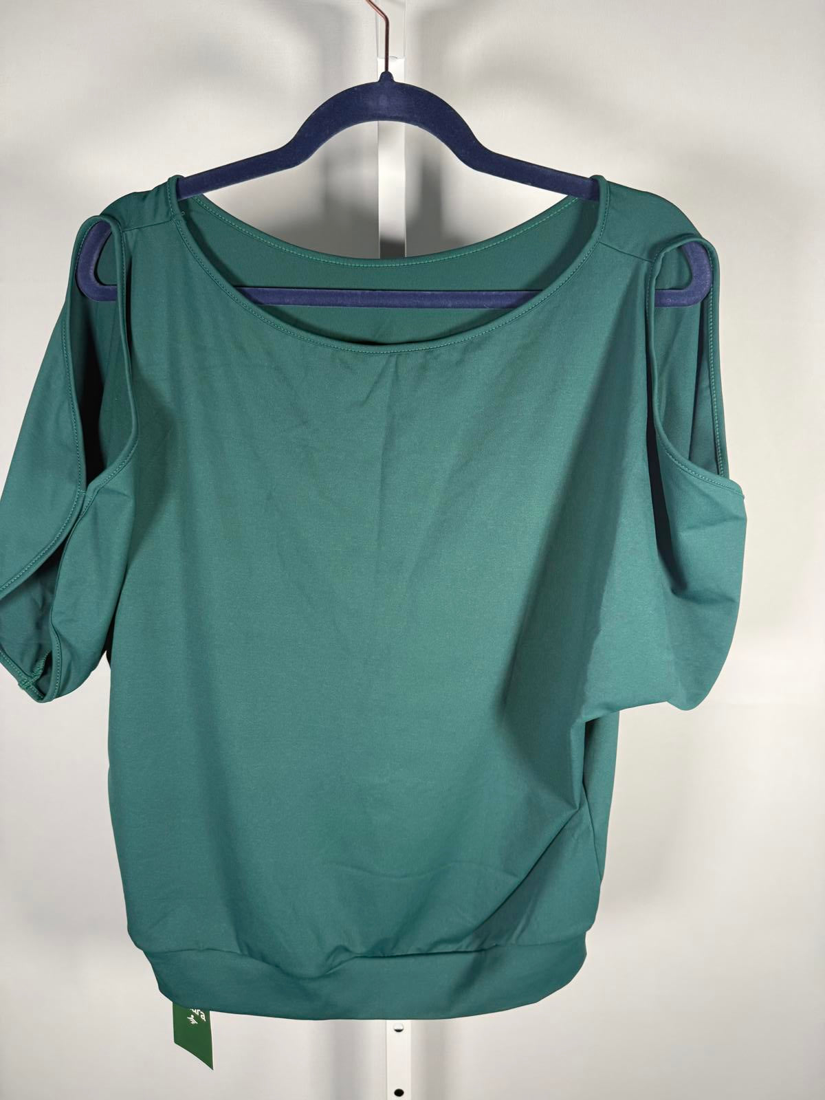 NWT Halara Boat Neck Short Sleeve Cut Out Casual T-Shirt Aventurine Size Large