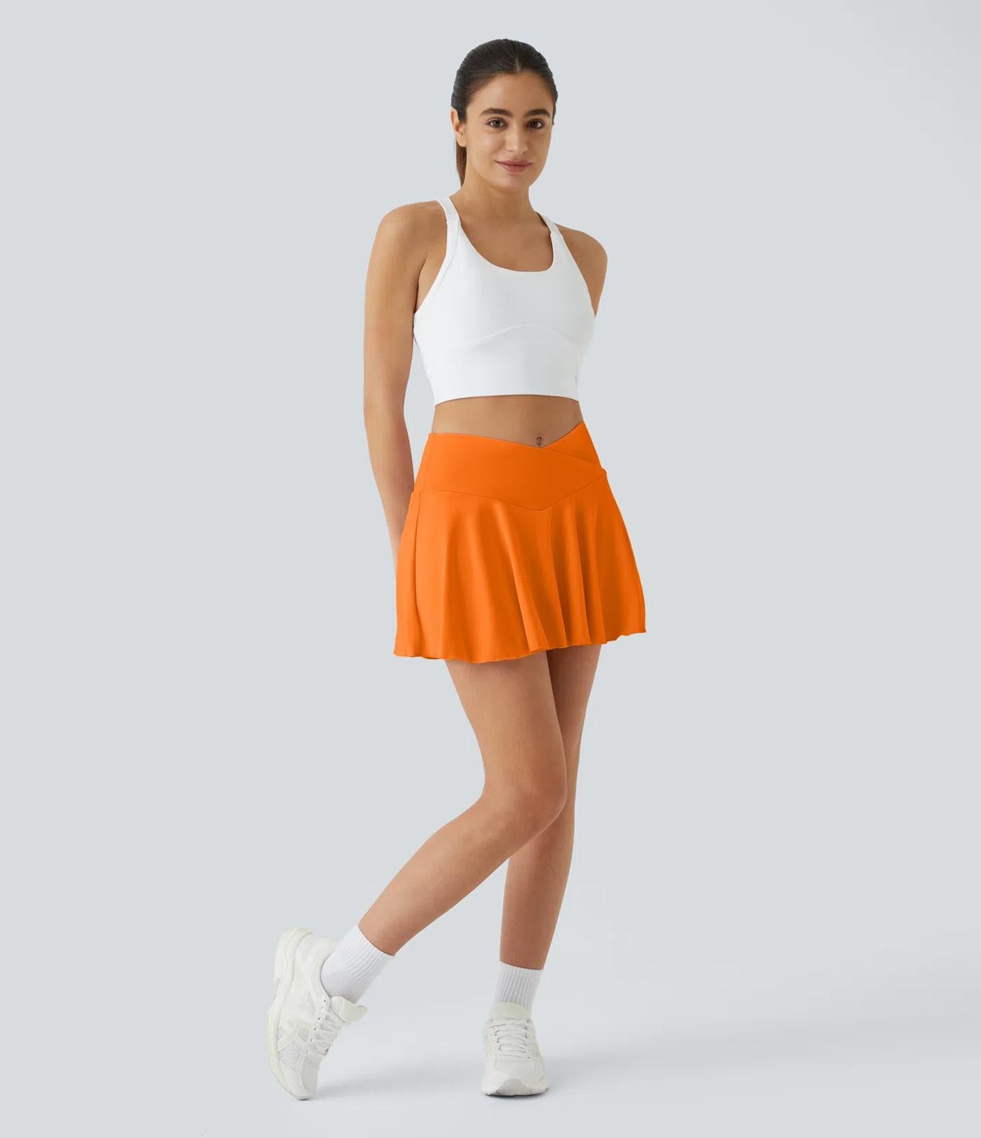 NWT Halara SoftlyZero High Waisted Crossover 2-in-1 Pocket Flare Tennis Skirt XS