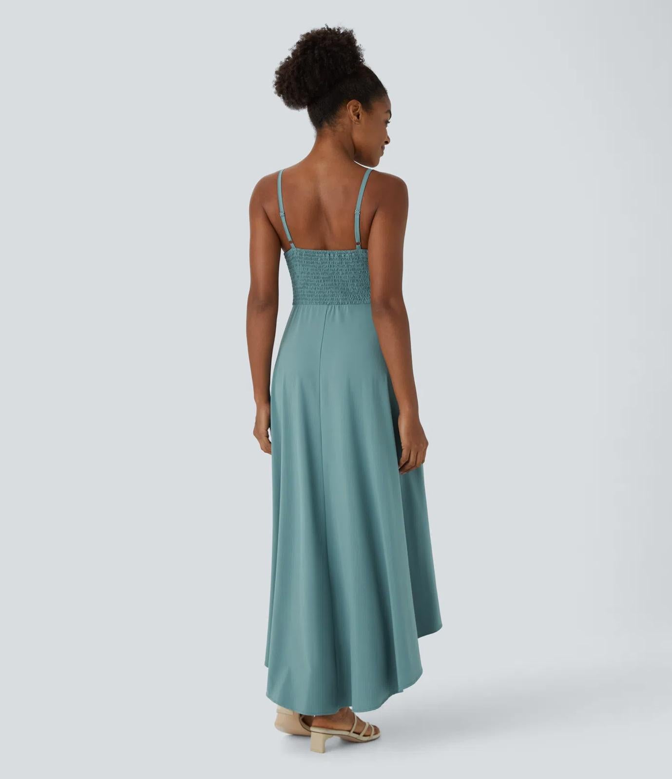 NWT Halara Breezeful™ Shirred High Low Flowy Quick Dry Maxi Slip Dress Size - M
