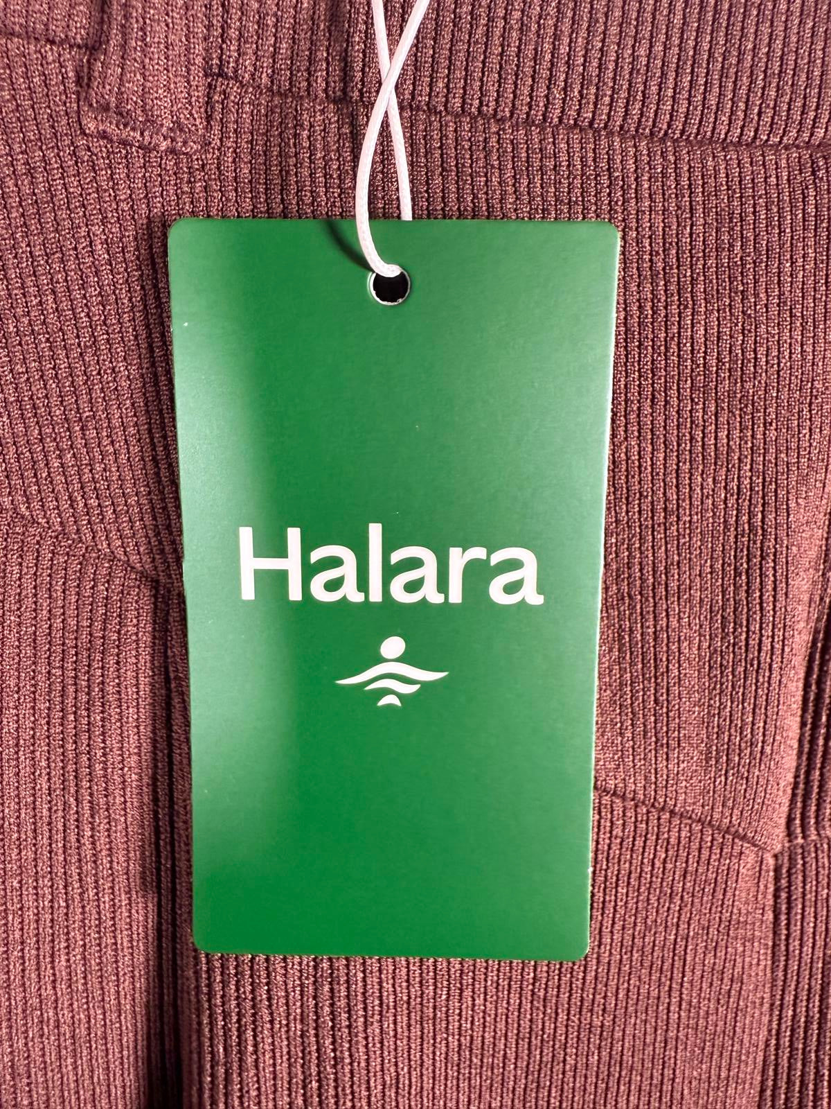 NWT Halara Ribbed High Waisted Pocket Barrel Leg Work Chestnut Size Small