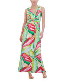 NWT Jessica Howard Women's Sleeveless V-Neck Knot-Front Maxi Dress Size 6