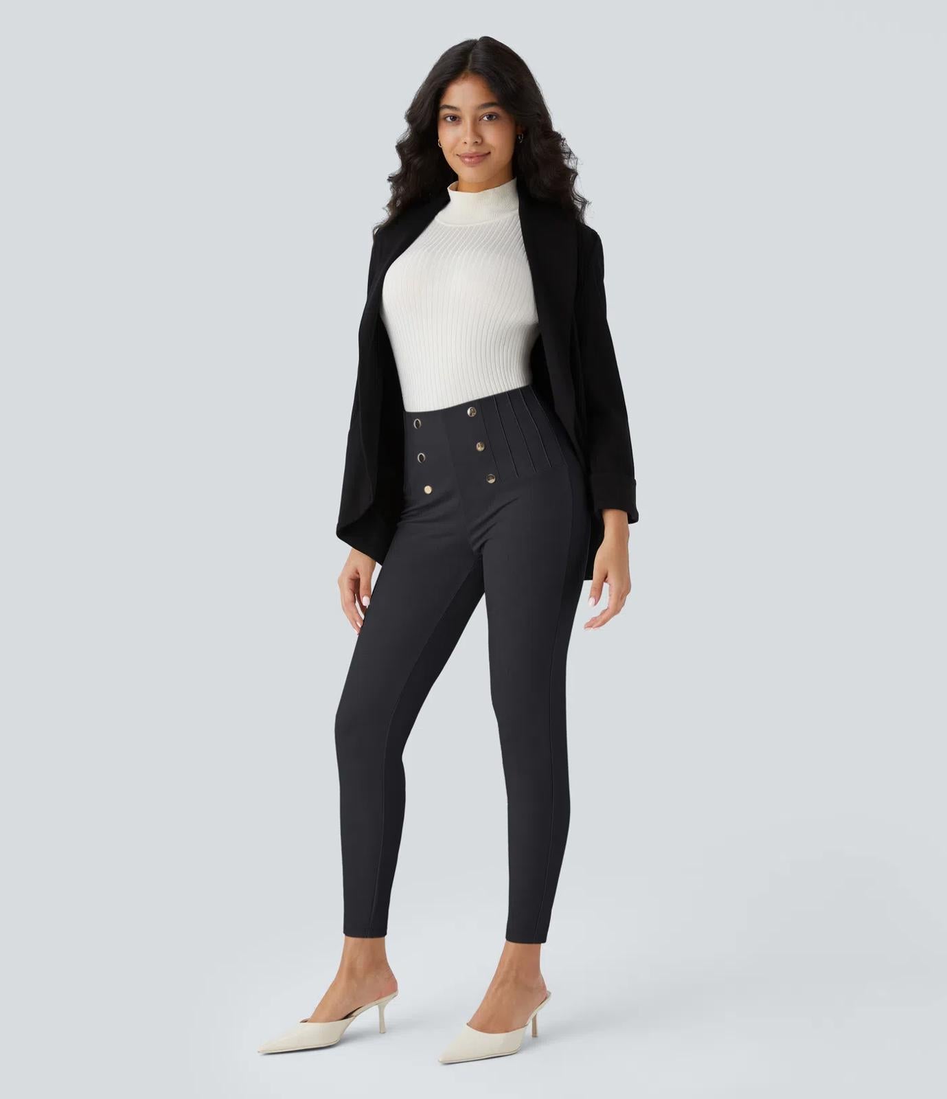 NWT Halara High Waisted Tummy Control Back Herringbone Leggings Size XS 7/8